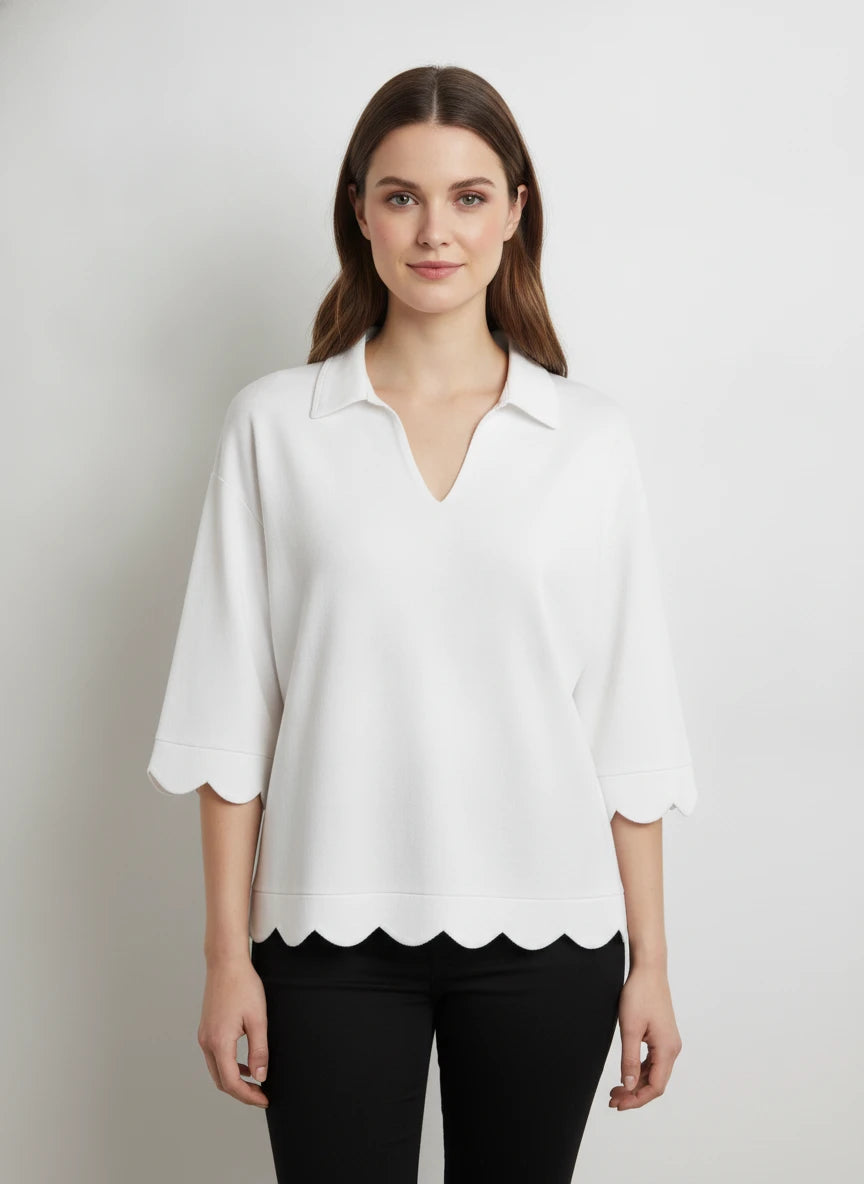 ENTRO WHITE KNIT TOP