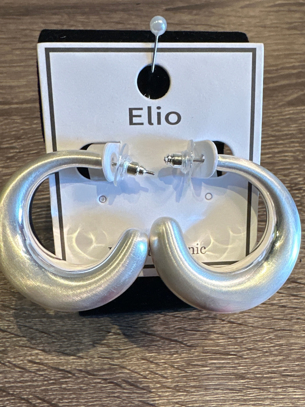 ELIO MATTE SILVER 5" HOOP EARRINGS