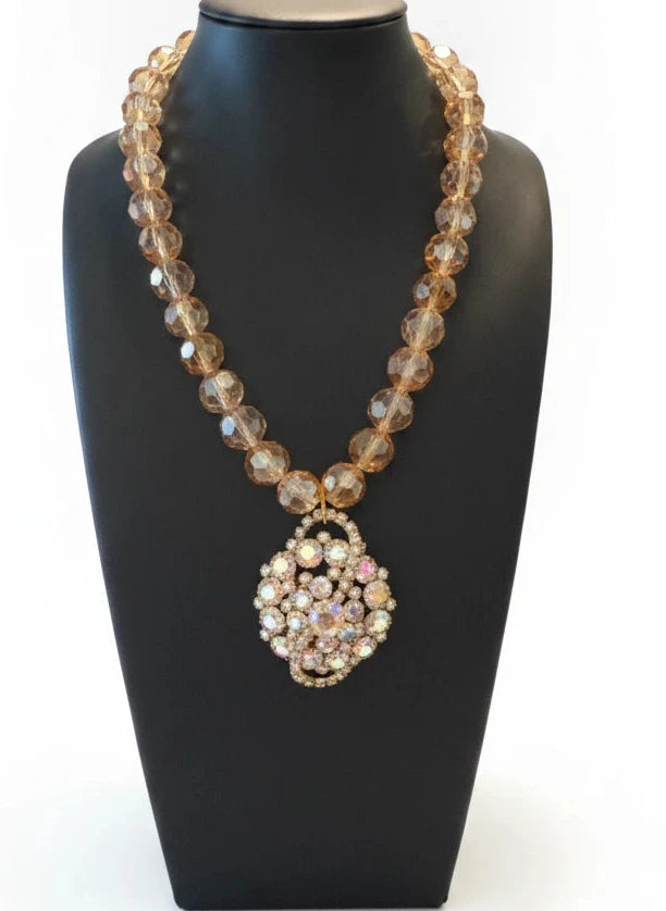MADE IN THE DEEP SOUTH  CRYSTAL BROOCH BEADED NECKLACE