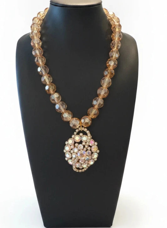 MADE IN THE DEEP SOUTH  CRYSTAL BROOCH BEADED NECKLACE