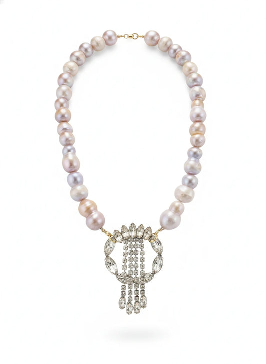 MADE IN THE DEEP SOUTH 1940's PENDANT on BAROQUE PEARLS NECKLACE