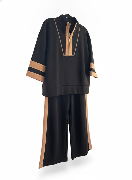 JODIFL 2 PC ATHLEISURE SET in BLACK & GOLD