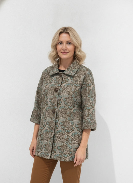 BOHO CHIC TURQUOISE & BROWN JACKET