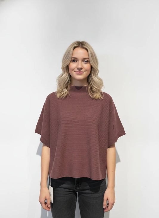 ENTRO RIBBED KNIT BROWN SWEATER