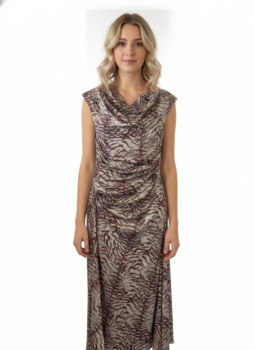 TCEC GREEN & BROWN ZEBRA DRESS