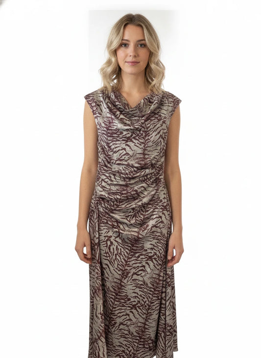 TCEC GREEN & BROWN ZEBRA DRESS
