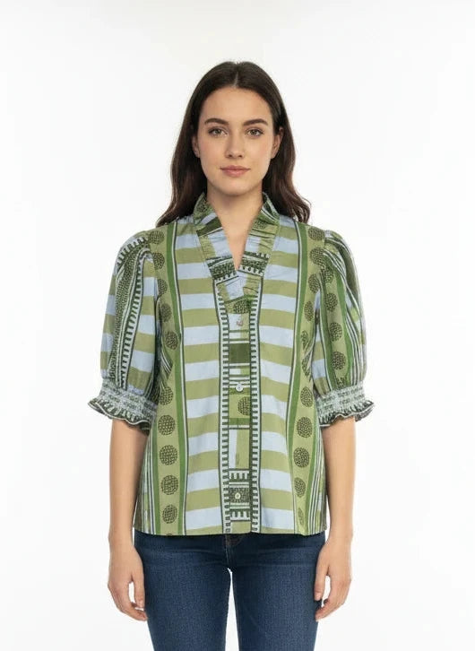 ENTRO GEO OLIVE & BLUE TOP