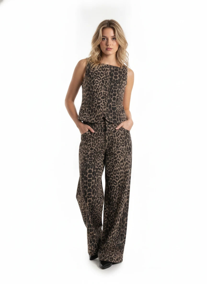 ENTRO 2 PC CHEETAH PRINT PANT & VEST