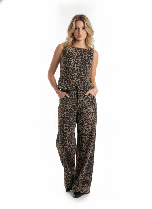 ENTRO 2 PC CHEETAH PRINT PANT & VEST