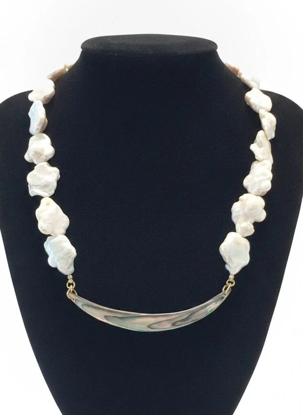 MADE IN THE DEEP SOUTH ABALONE & BAROQUE PEARL NECKLACE