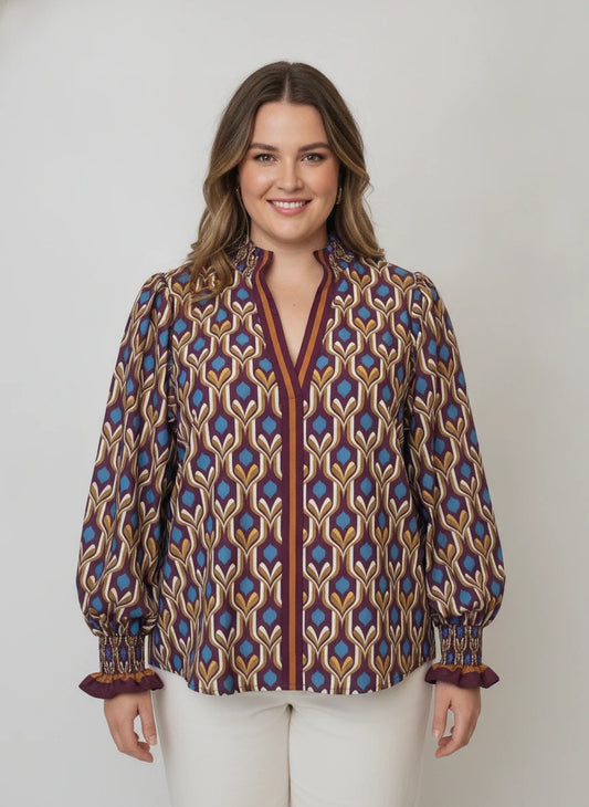 ENTRO GEO PRINT PLUS SIZE TOP
