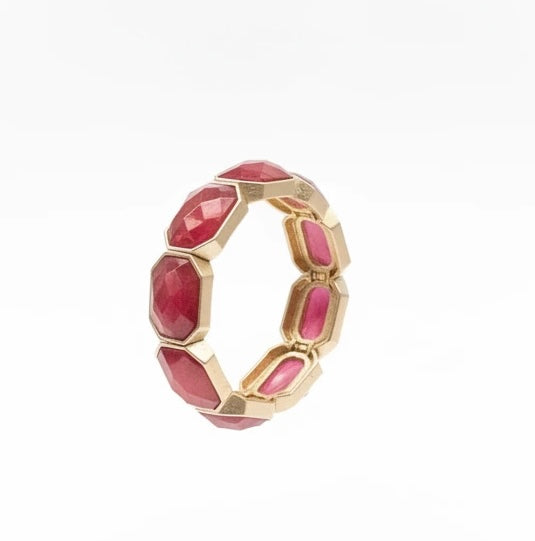 TELL YOUR TALE FUSCHIA ACRYLIC HEXAGON STRETCH BRACELET