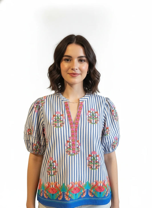 MAUDE VIVANTE RAYA STRIPED GARDENS TOP
