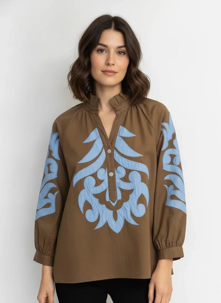JODIFL BROWN BROQUE TOP