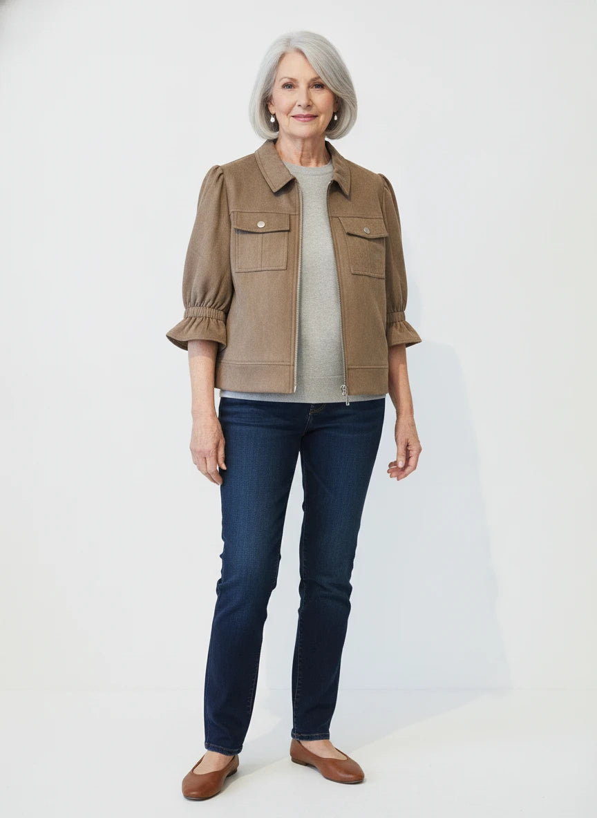 BOHO CHIC SUEDE LOOK JACKET in Brown