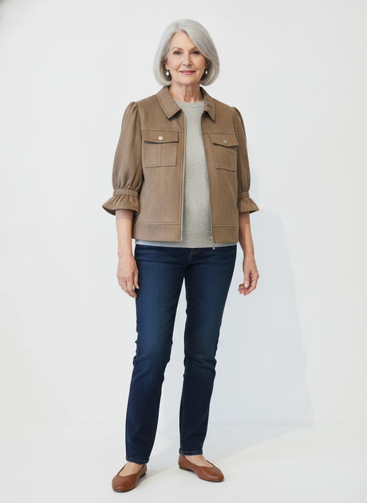 BOHO CHIC SUEDE LOOK JACKET in Brown