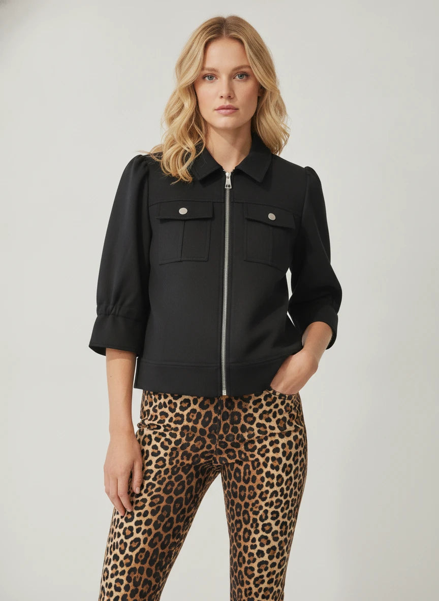 BOHO CHIC SUEDE LOOK JACKET in Black
