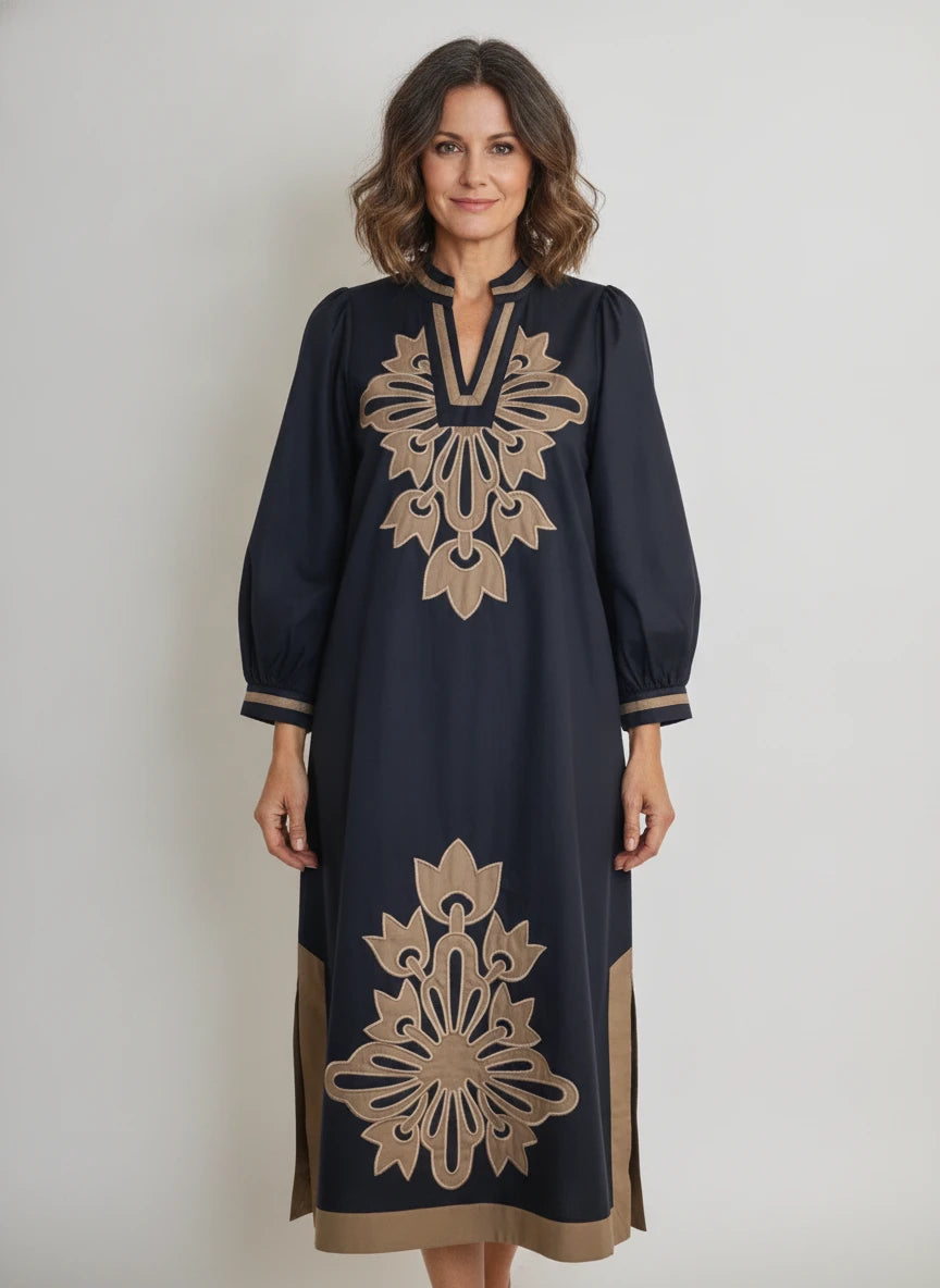 JODIFL BLACK & GOLD BAROQUE DRESS