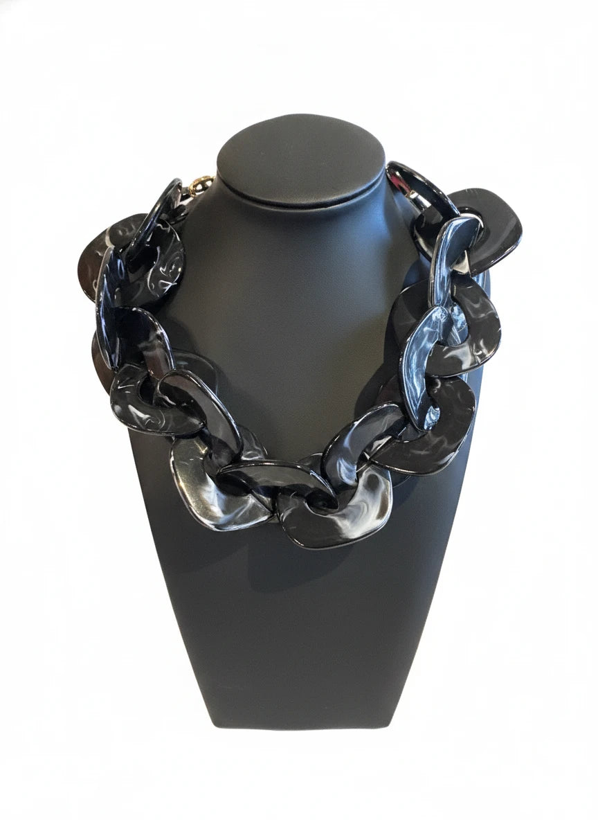 BOCAR CHUNKY CUBAN CHOKER NECKLACE IN BLACK
