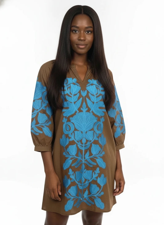 JODIFL BROWN BAROQUE DRESS