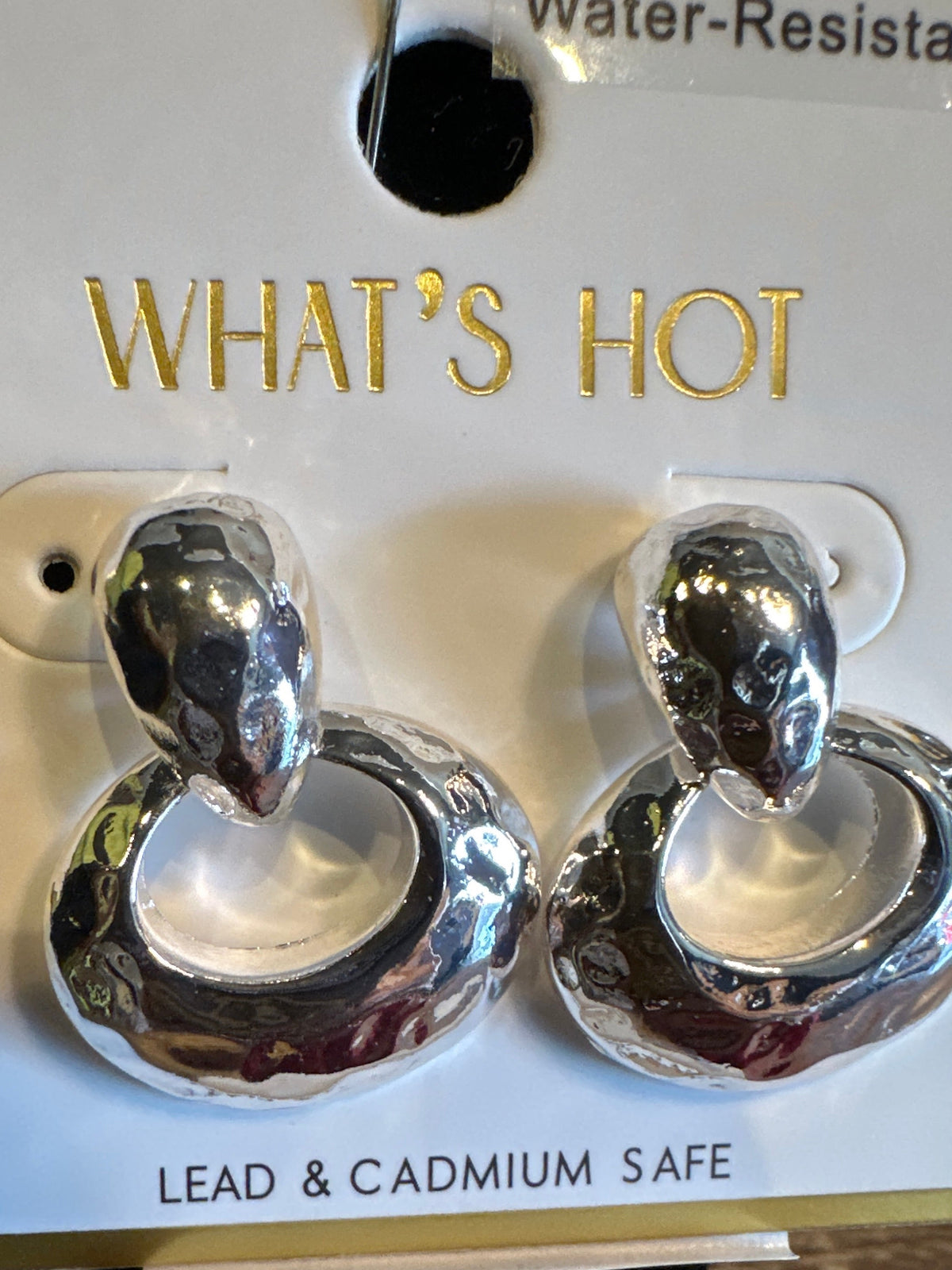 WHAT'S HOT 1" DROP SILVER OPEN METAL STUD EARRING
