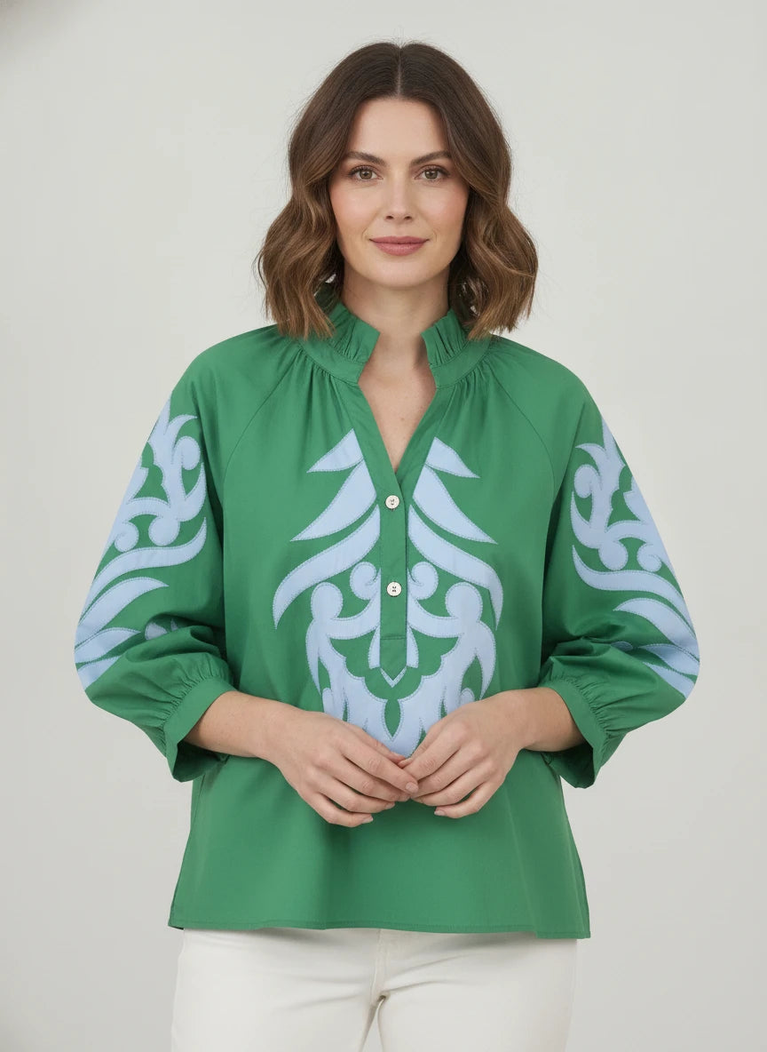 JODIFL GREEN BAROQUE TOP